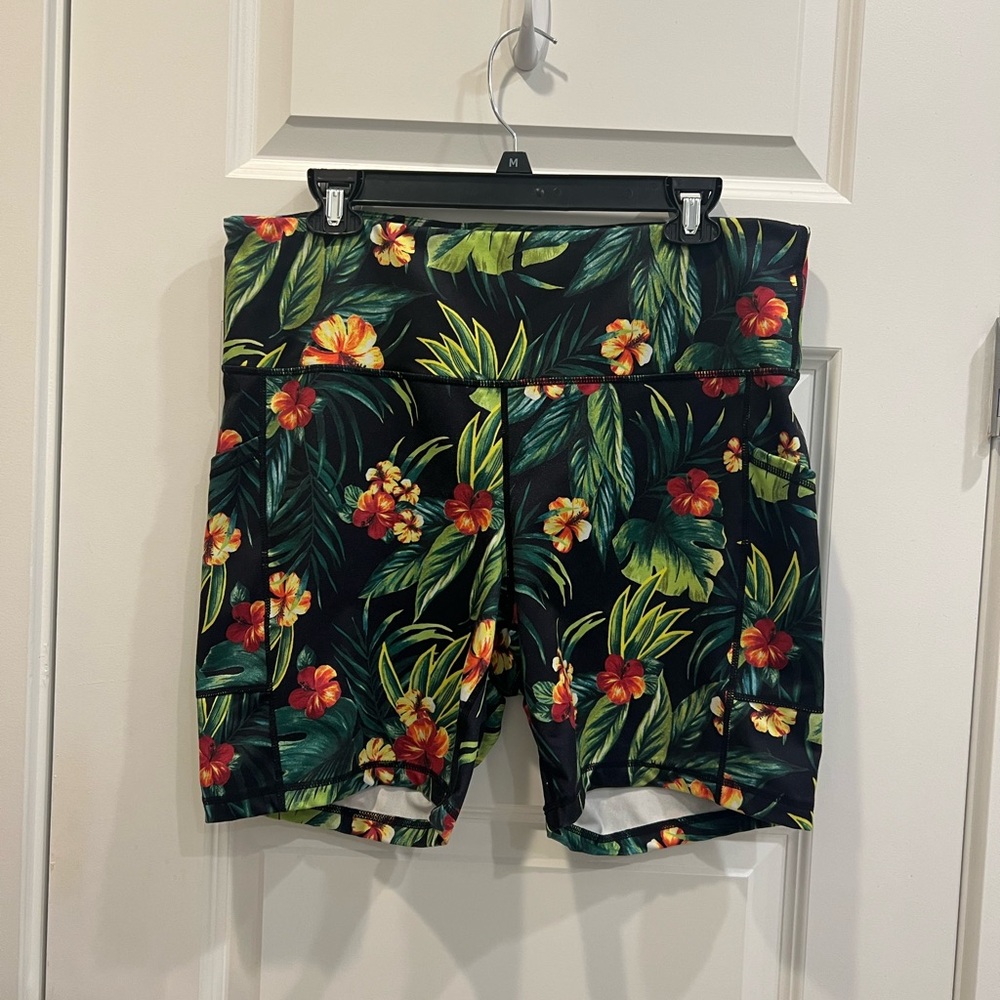 Women’s Ideology Tropical Print High Rise Waist Shorts - Black Floral